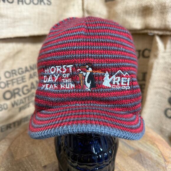 Columbia Accessories - Columbia REI co-op Fleece Beanie Worst Day Of The Year Adult L/XL Cap Red Strip